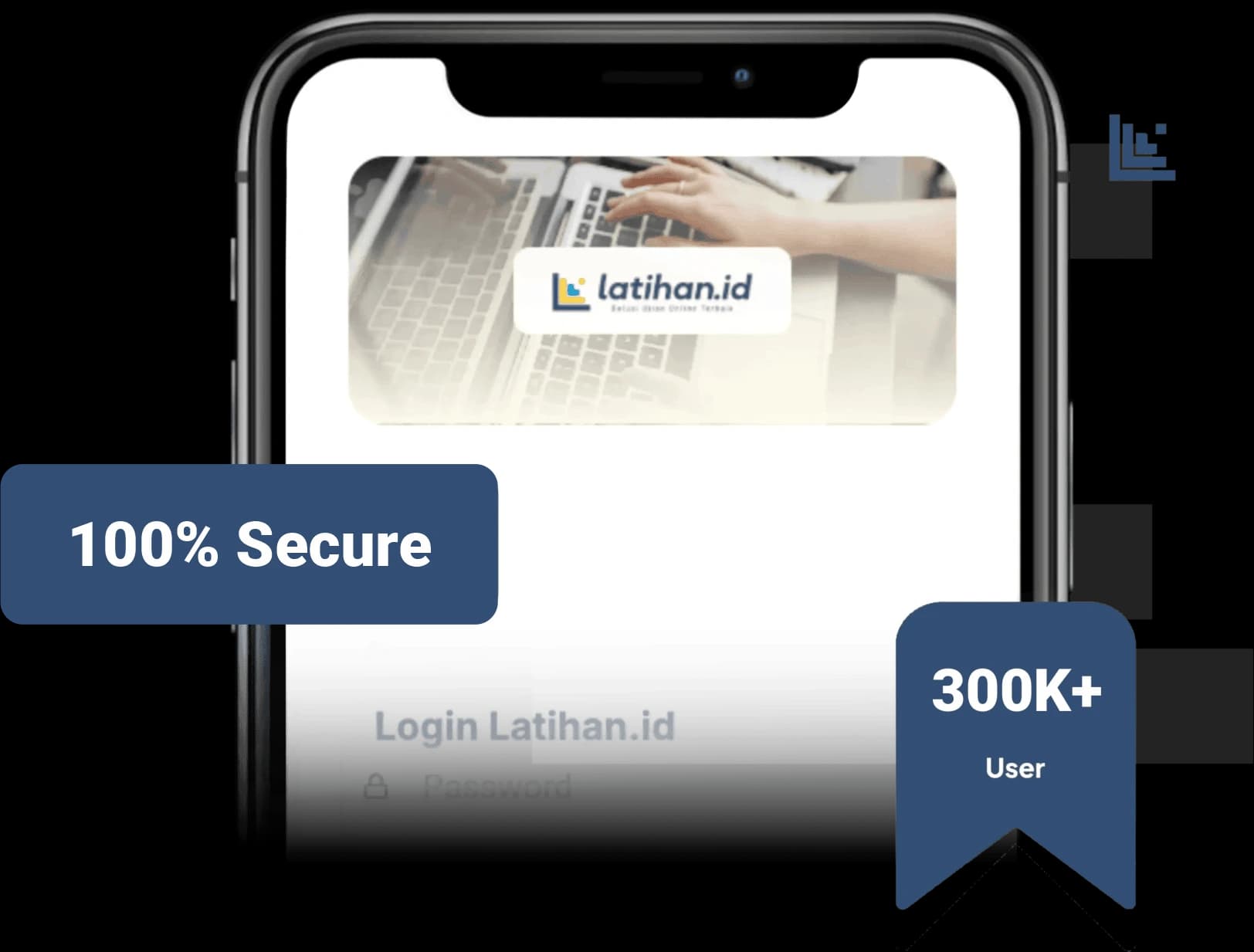 Tampilan dashboard aplikasi ujian online Latihan.id pada layar laptop dan perangkat mobile